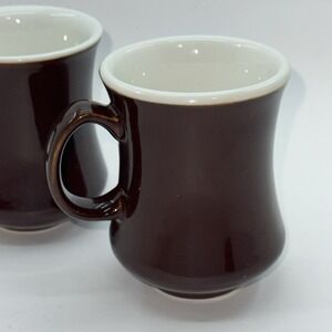 Pair, 70's Diner Coffee Mug, Restaurant Ware Cup, MCM,  Bell Shape, Brown White